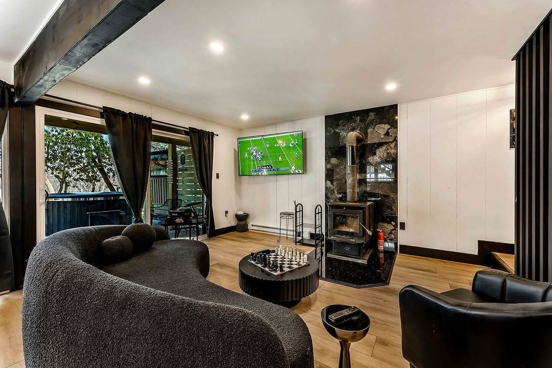 Spotless modern living room after post-construction cleaning